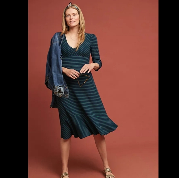 Anthropologie Maeve Flores  Striped Rayon Pullover dress - Picture 1 of 11